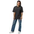 Load image into Gallery viewer, Olympus Women's Embroidered Oversized T-Shirt Black Text Logo
