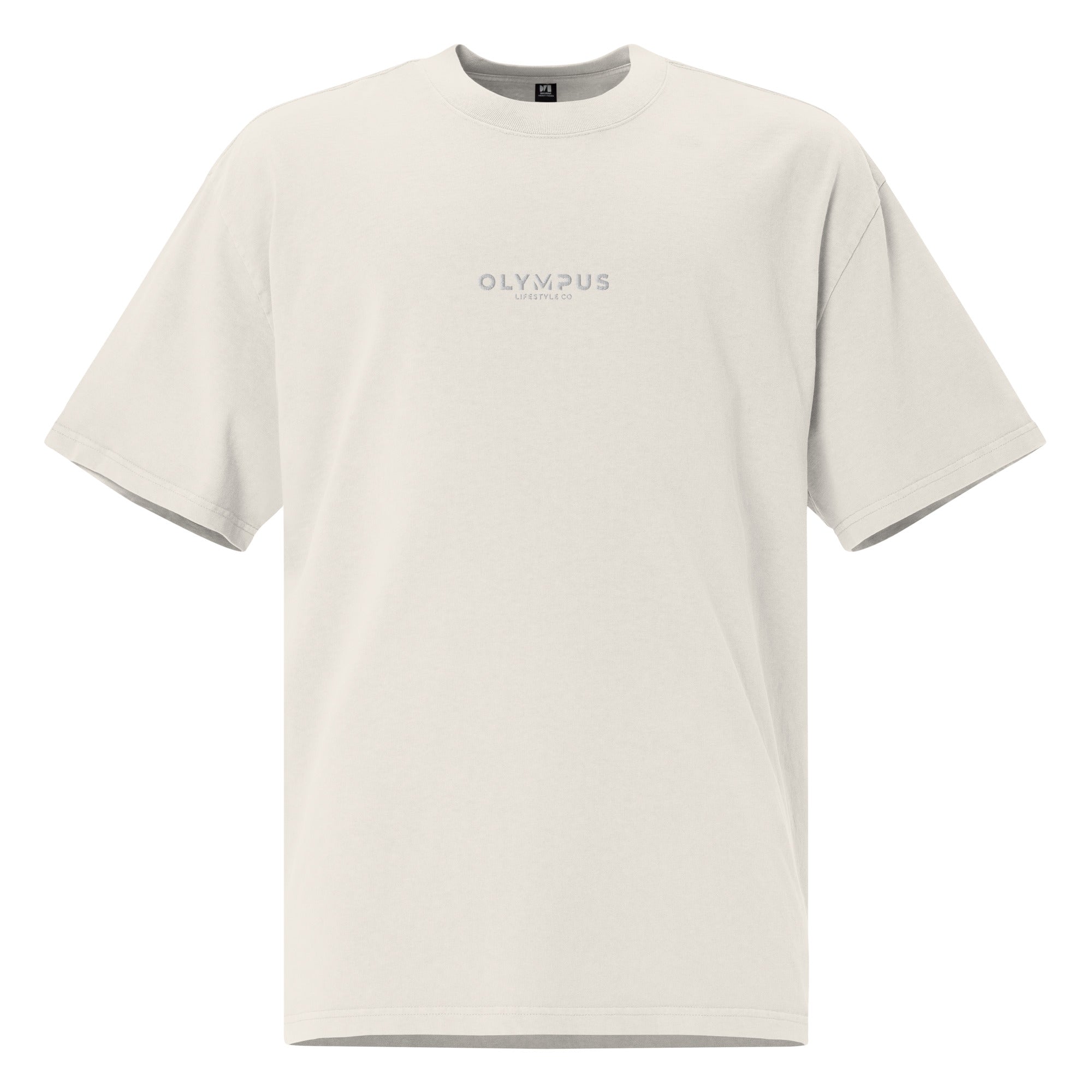 Olympus Men's Embroidered Oversized T-Shirt White Text Logo