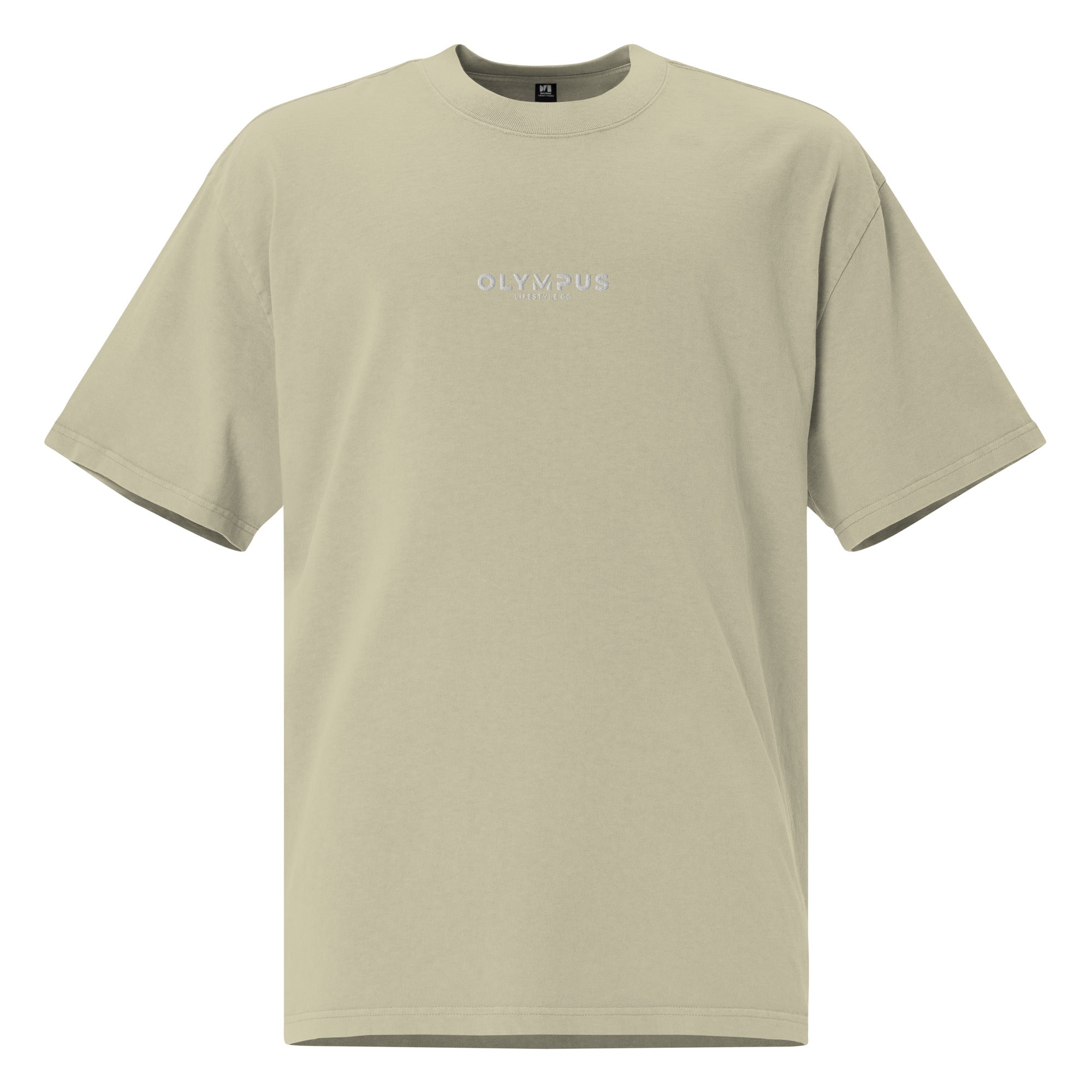 Olympus Men's Embroidered Oversized T-Shirt White Text Logo
