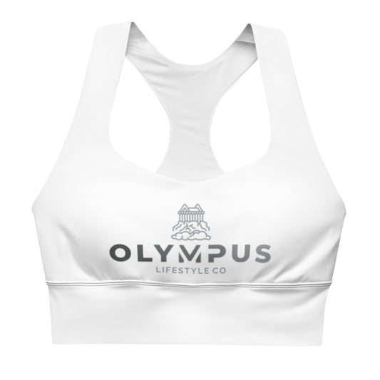 Olympus Women's White Longline Sports Bra Standard Logo