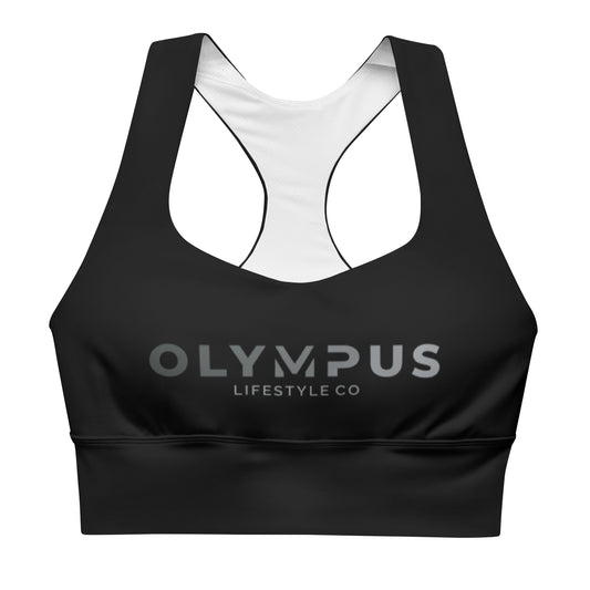 Olympus Women's Black Longline Sports Bra Standard Text Logo