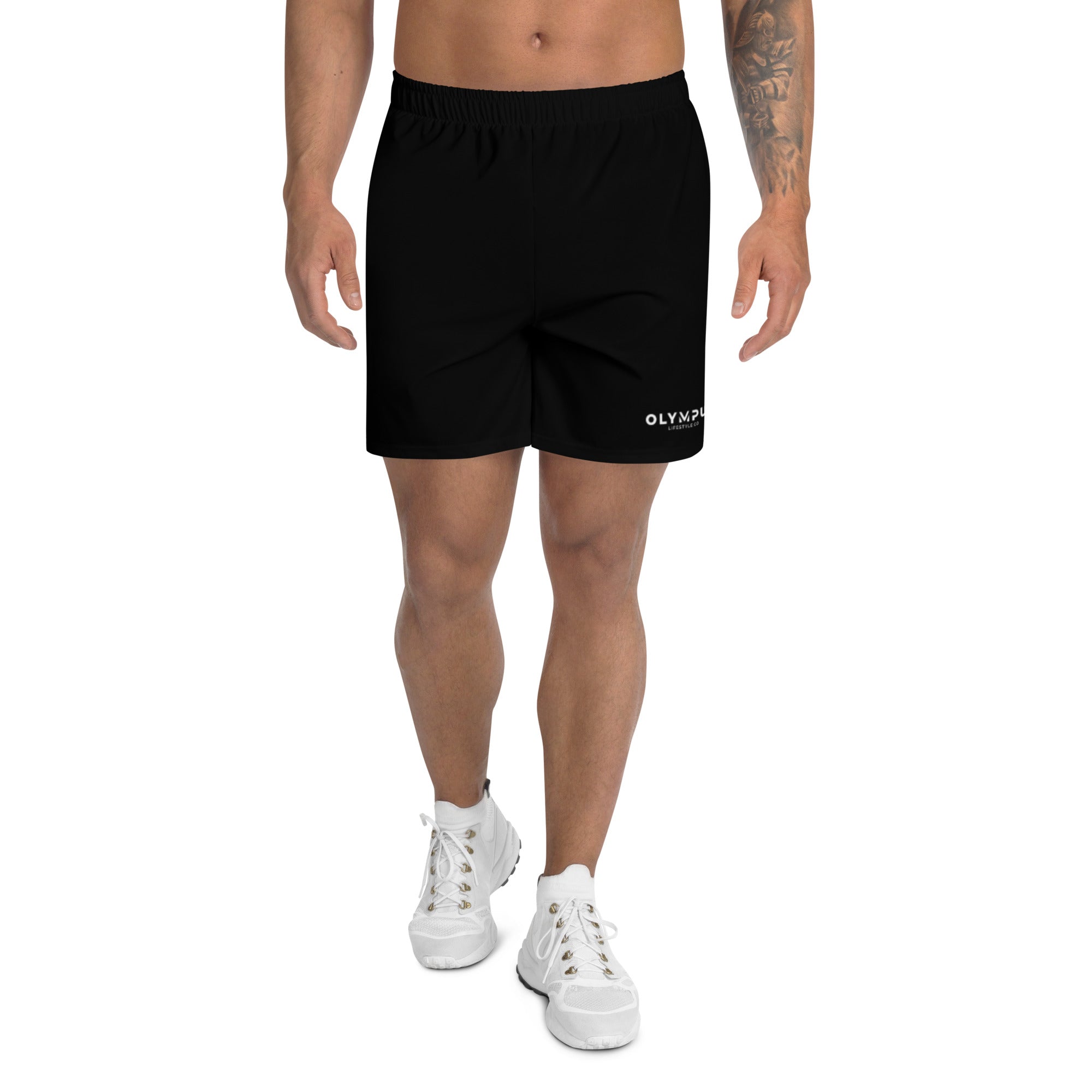 Olympus Men's Athletic Shorts White Text Logo