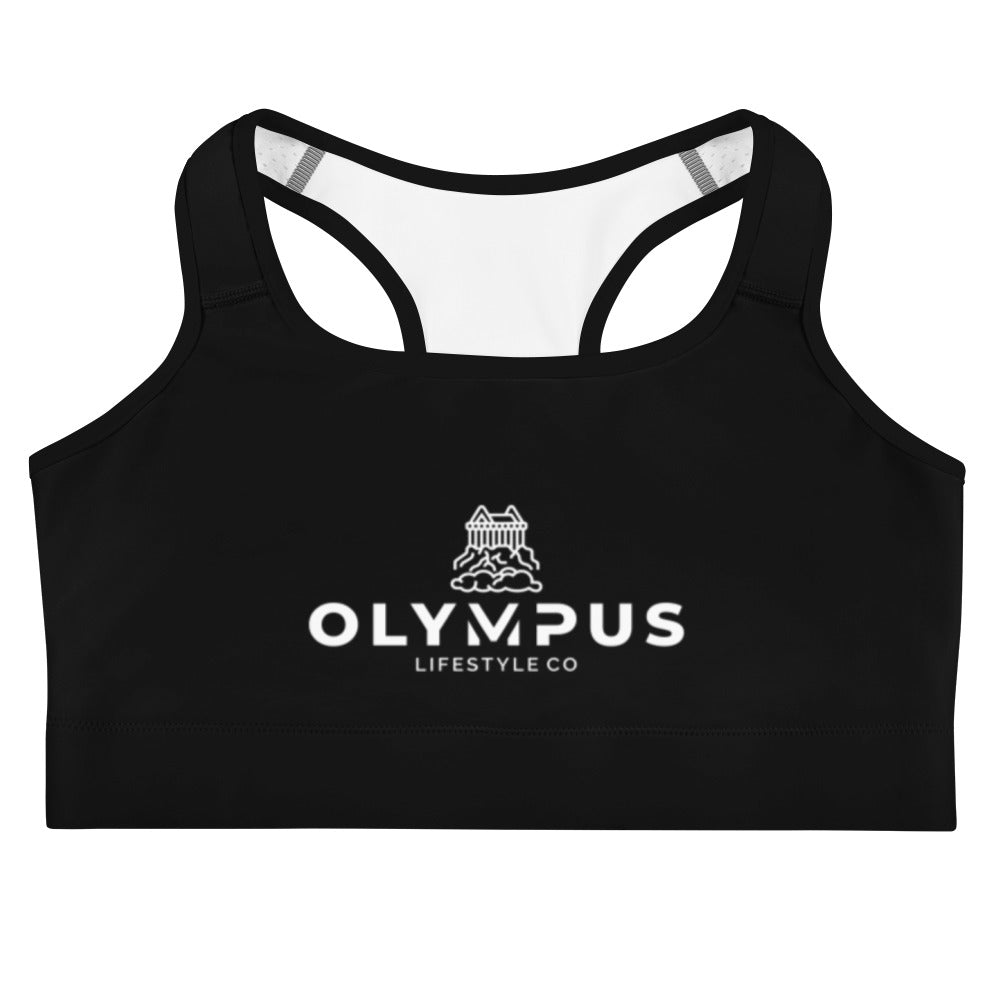 Olympus Women's Black Sports Bra White Logo
