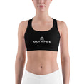 Load image into Gallery viewer, Olympus Women's Black Sports Bra White Logo
