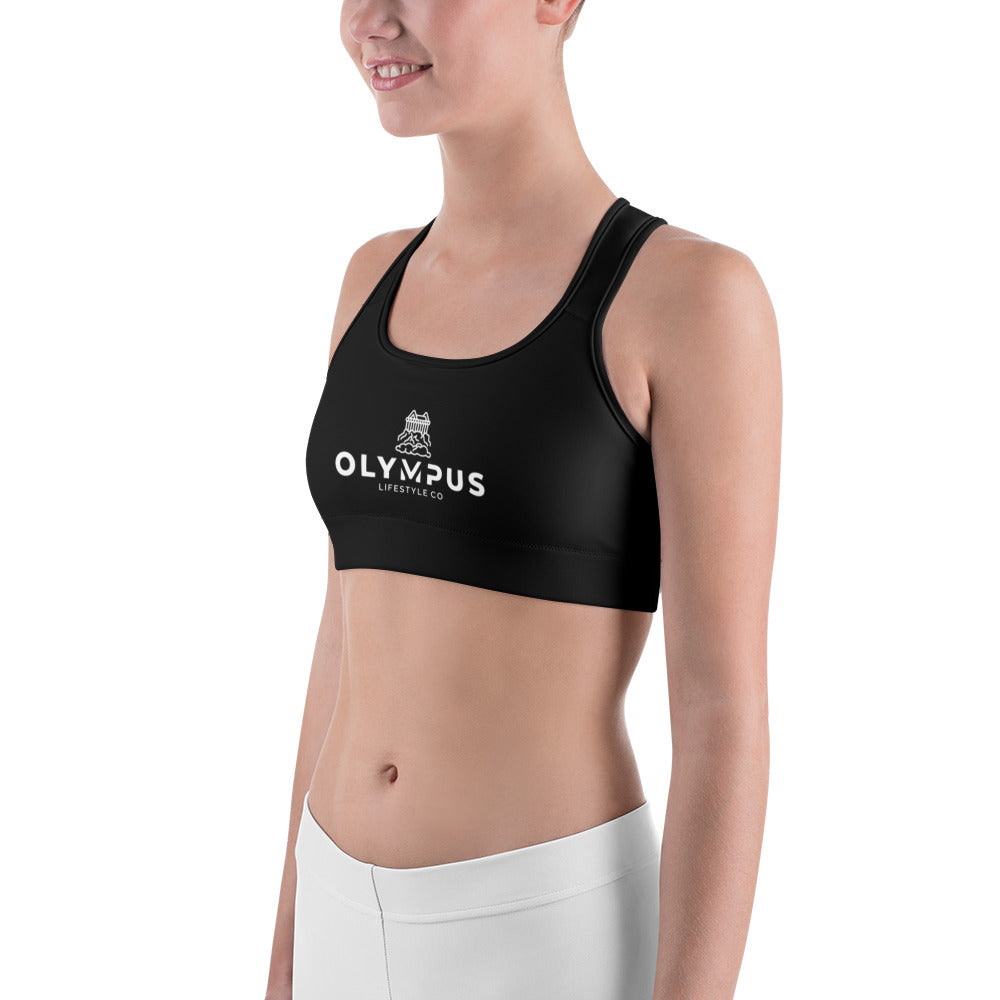 Olympus Women's Black Sports Bra White Logo