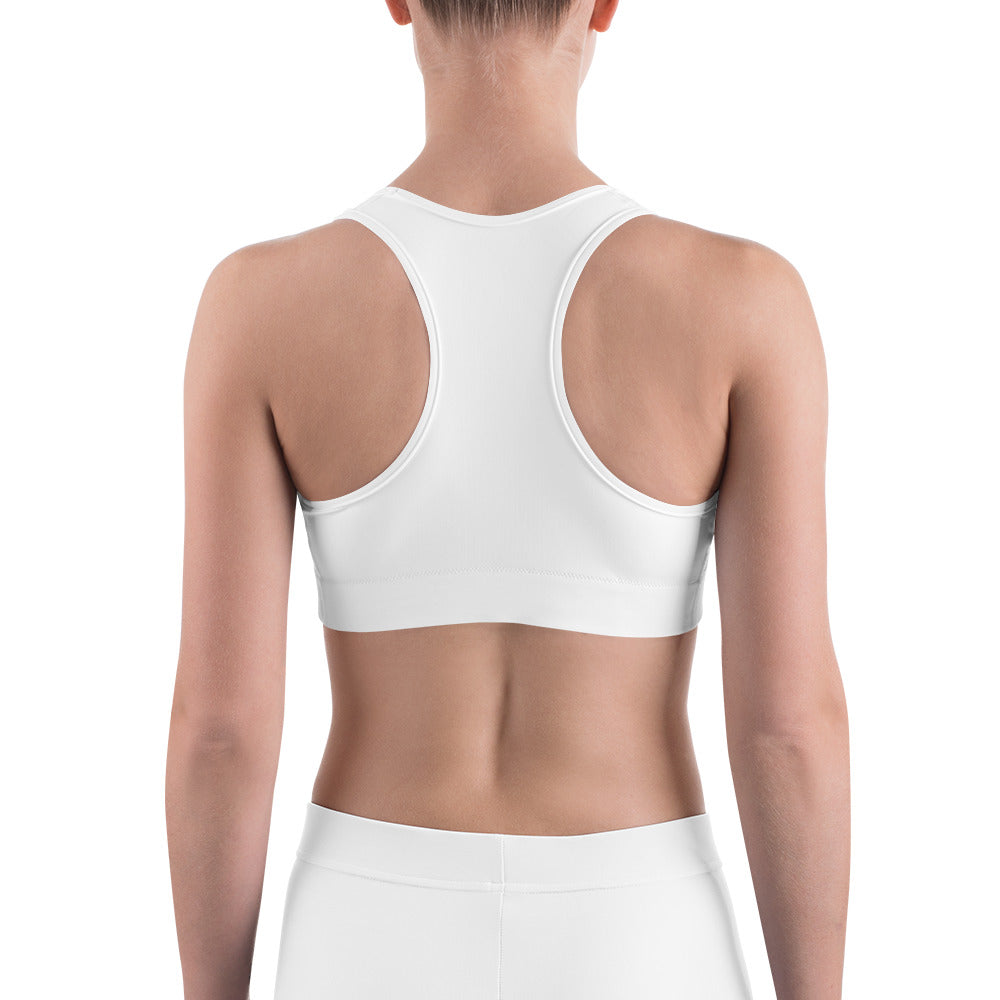 Olympus Women's White Sports Bra Grey Logo