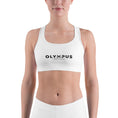 Load image into Gallery viewer, Olympus Women's White Sports Bra Black Text Logo
