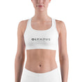 Load image into Gallery viewer, Olympus Women's White Sports Bra Grey Text Logo

