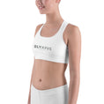 Load image into Gallery viewer, Olympus Women's White Sports Bra Grey Text Logo
