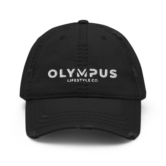 Olympus Distressed Dad Hat White Logo