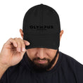 Load image into Gallery viewer, Olympus Distressed Dad Hat Black Logo
