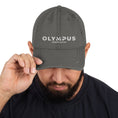 Load image into Gallery viewer, Olympus Distressed Dad Hat White Logo
