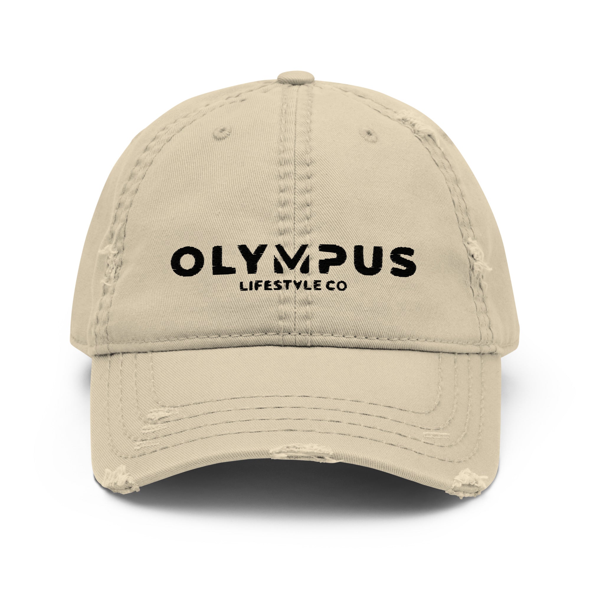 Olympus Distressed Dad Hat Black Logo