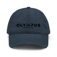 Load image into Gallery viewer, Olympus Distressed Dad Hat Black Logo
