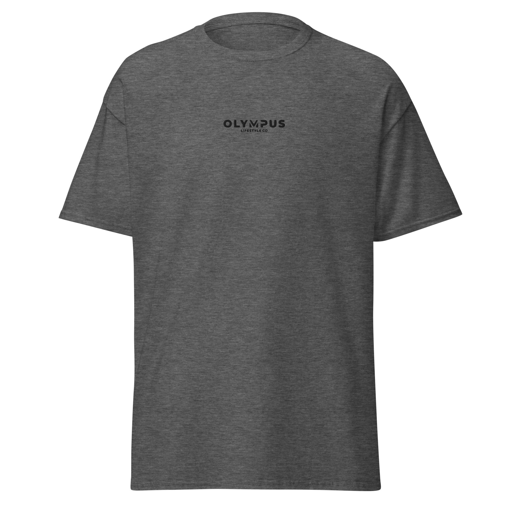 Olympus Men's Embroidered T-Shirt Black Text Logo