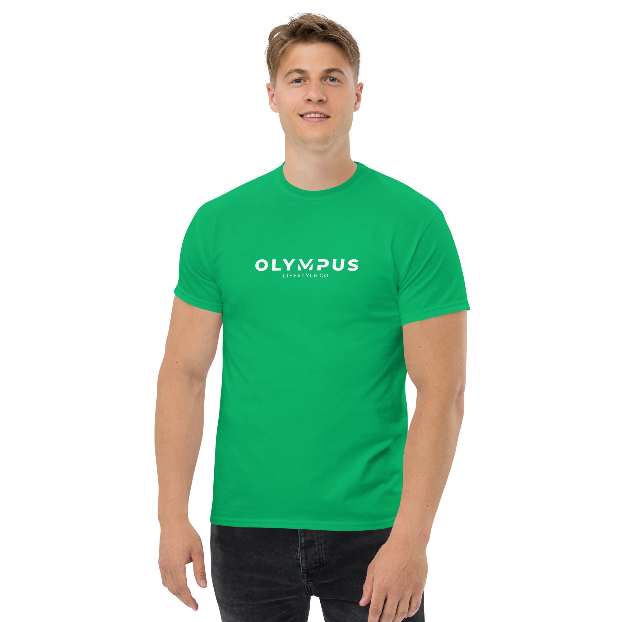 Olympus Men's Printed T-Shirt White Text Logo