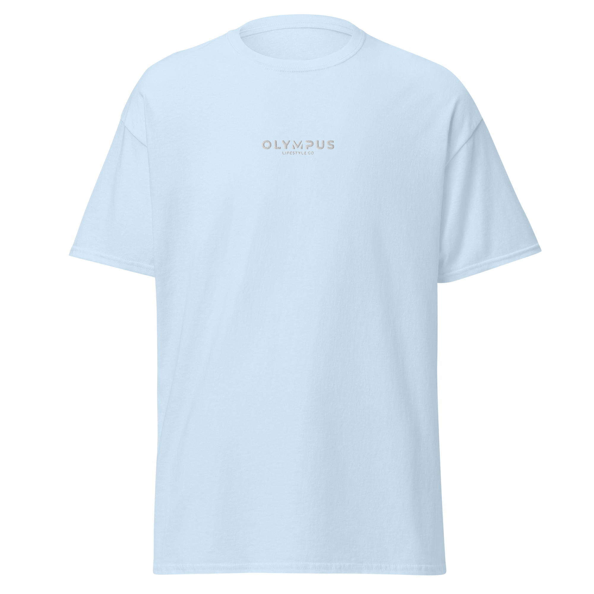 Olympus Men's Embroidered T-Shirt White Text Logo