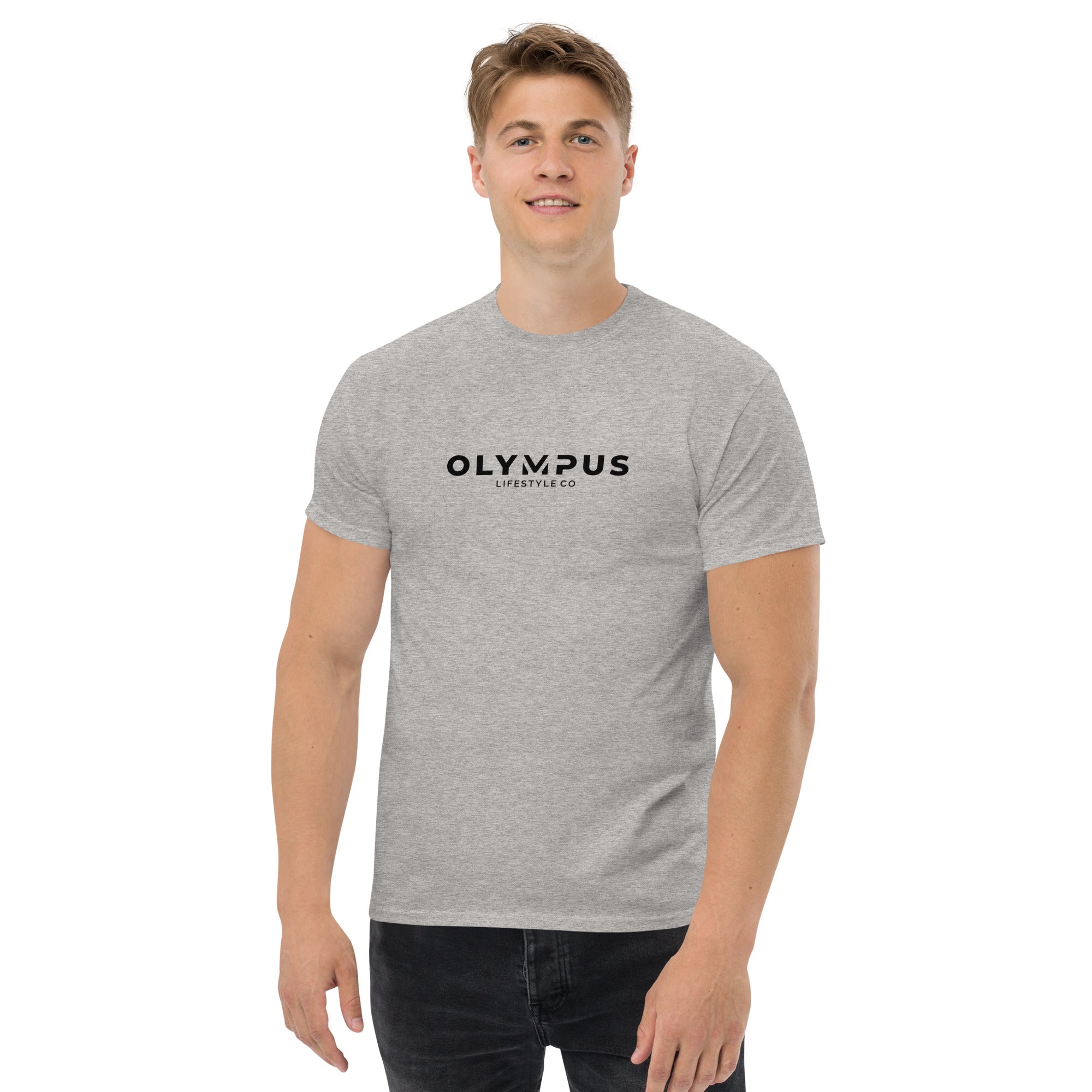 Olympus Men's Printed T-Shirt Black Text Logo