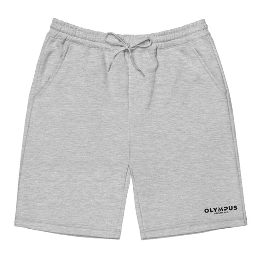 Olympus Men's Grey Fleece Shorts Black Text Logo