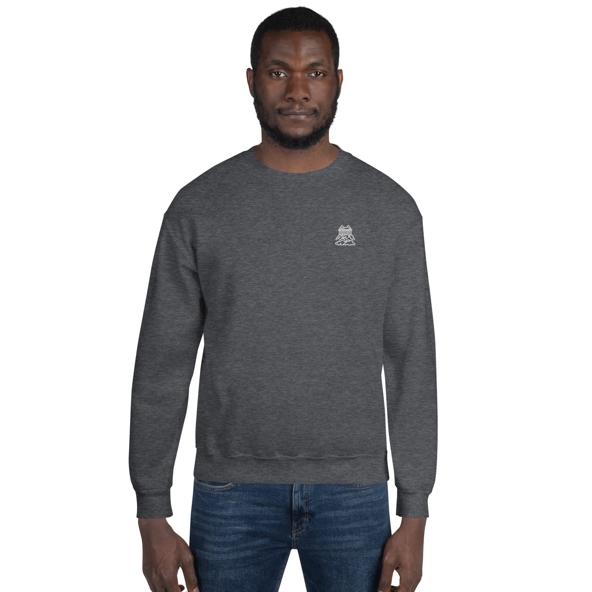 Olympus Men's Embroidered Crewneck White Logo