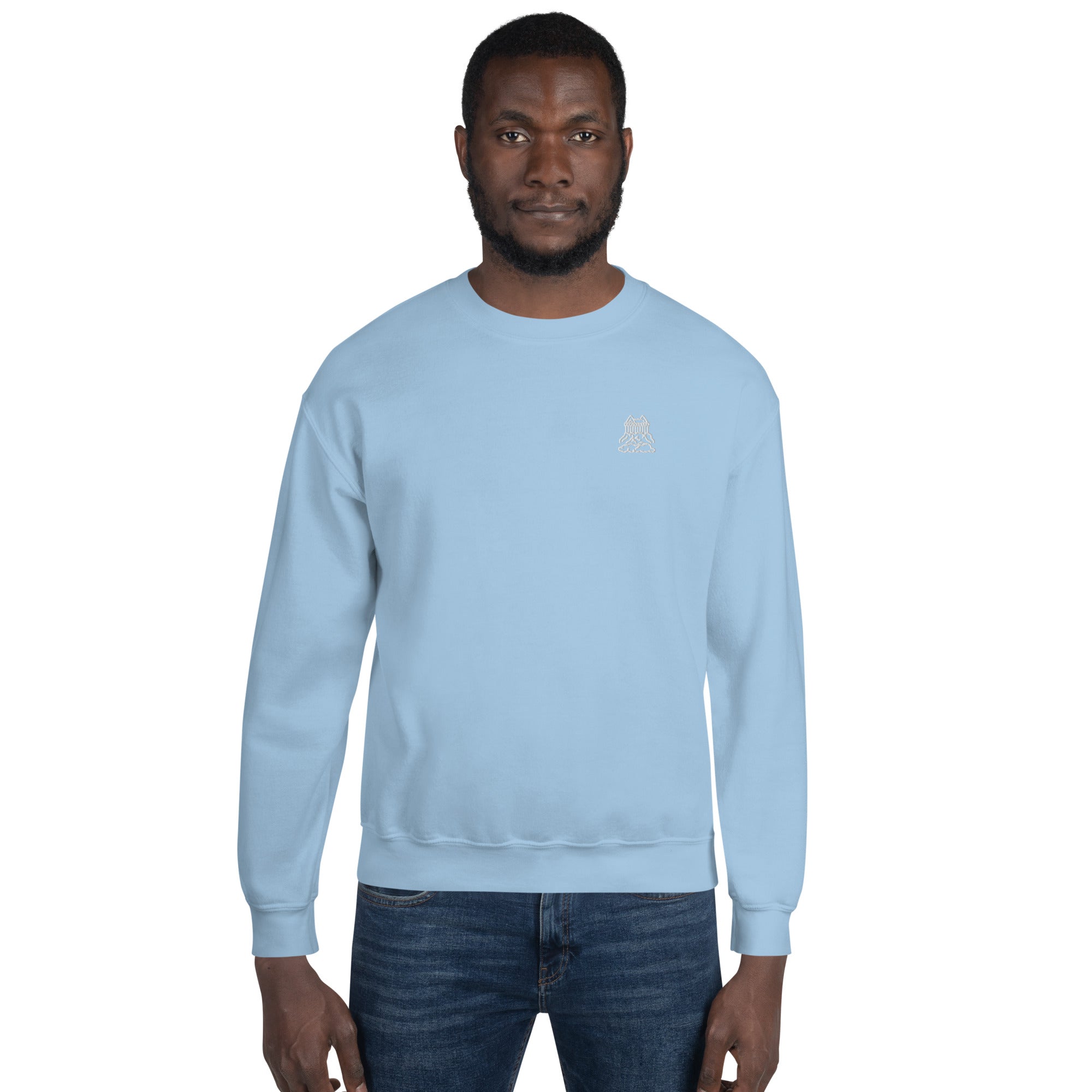 Olympus Men's Embroidered Crewneck White Logo