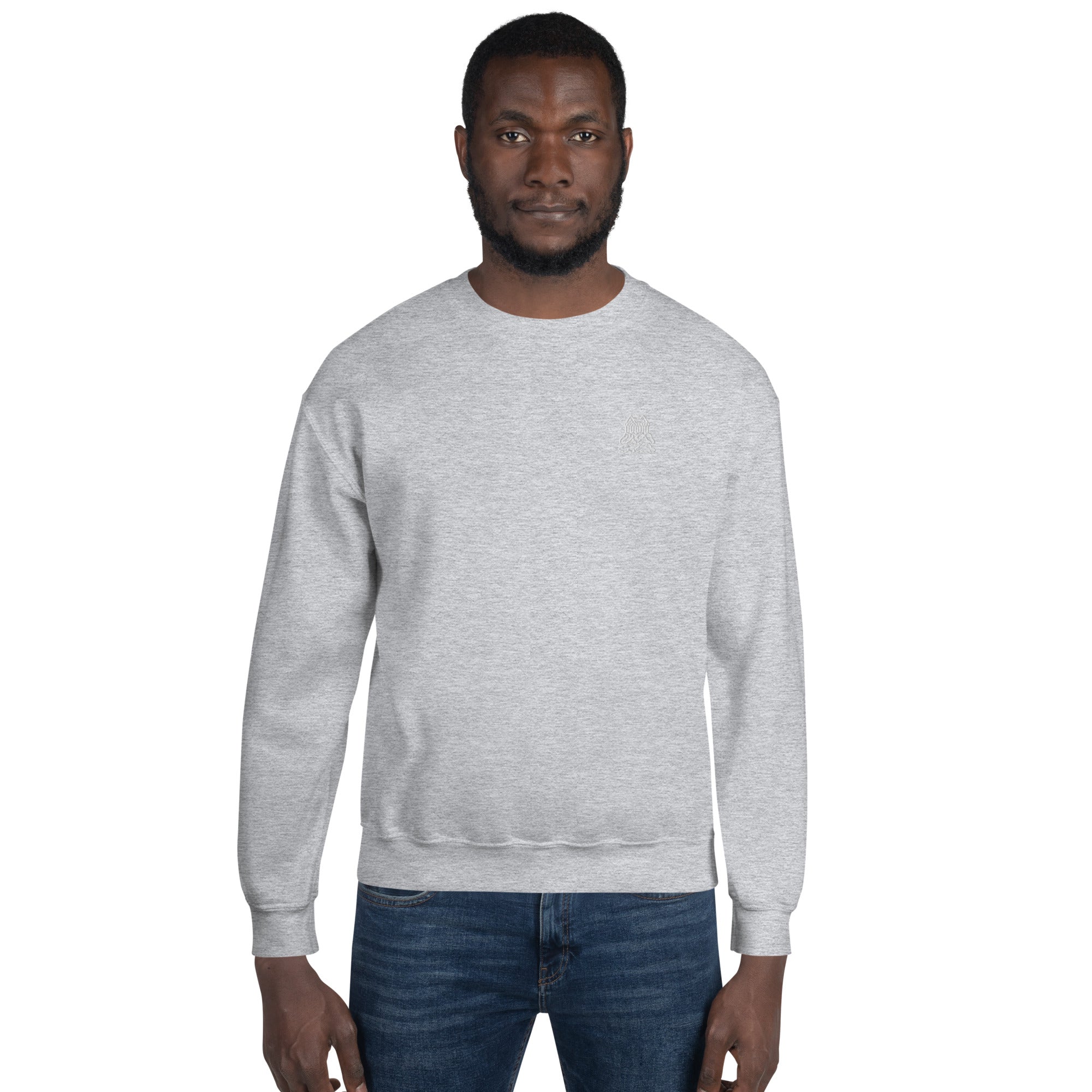 Olympus Men's Embroidered Crewneck White Logo