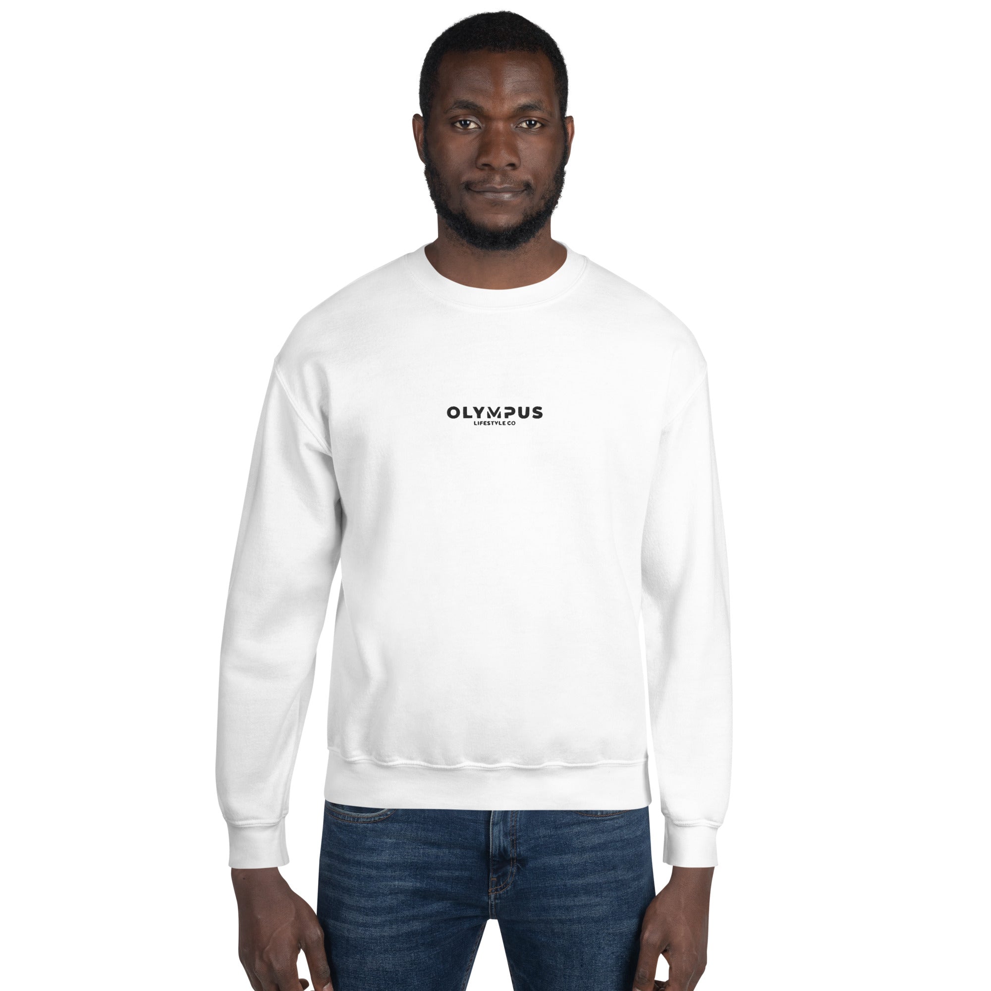 Olympus Men's Embroidered Crewneck Black Text Logo