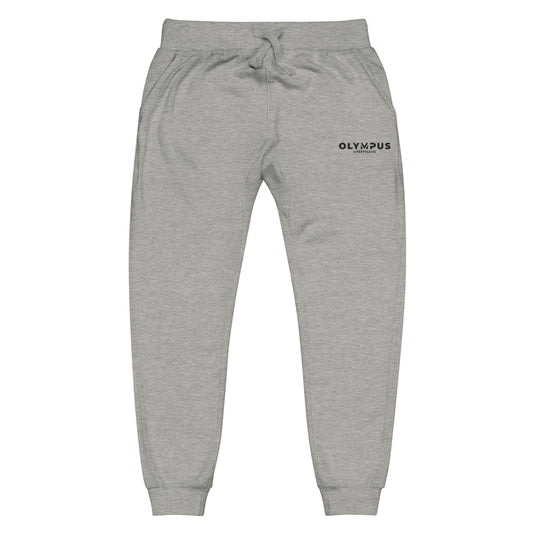 Olympus Men's Grey Fleece Sweatpants Black Text Logo