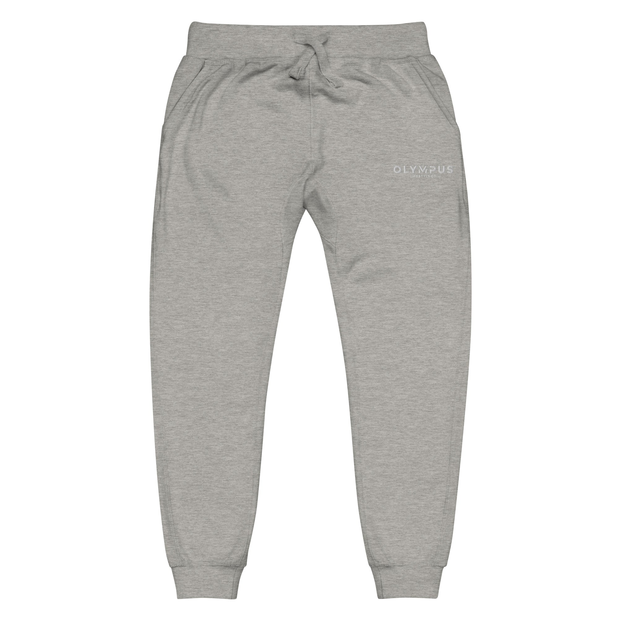Olympus Men's Grey Fleece Sweatpants White Text Logo