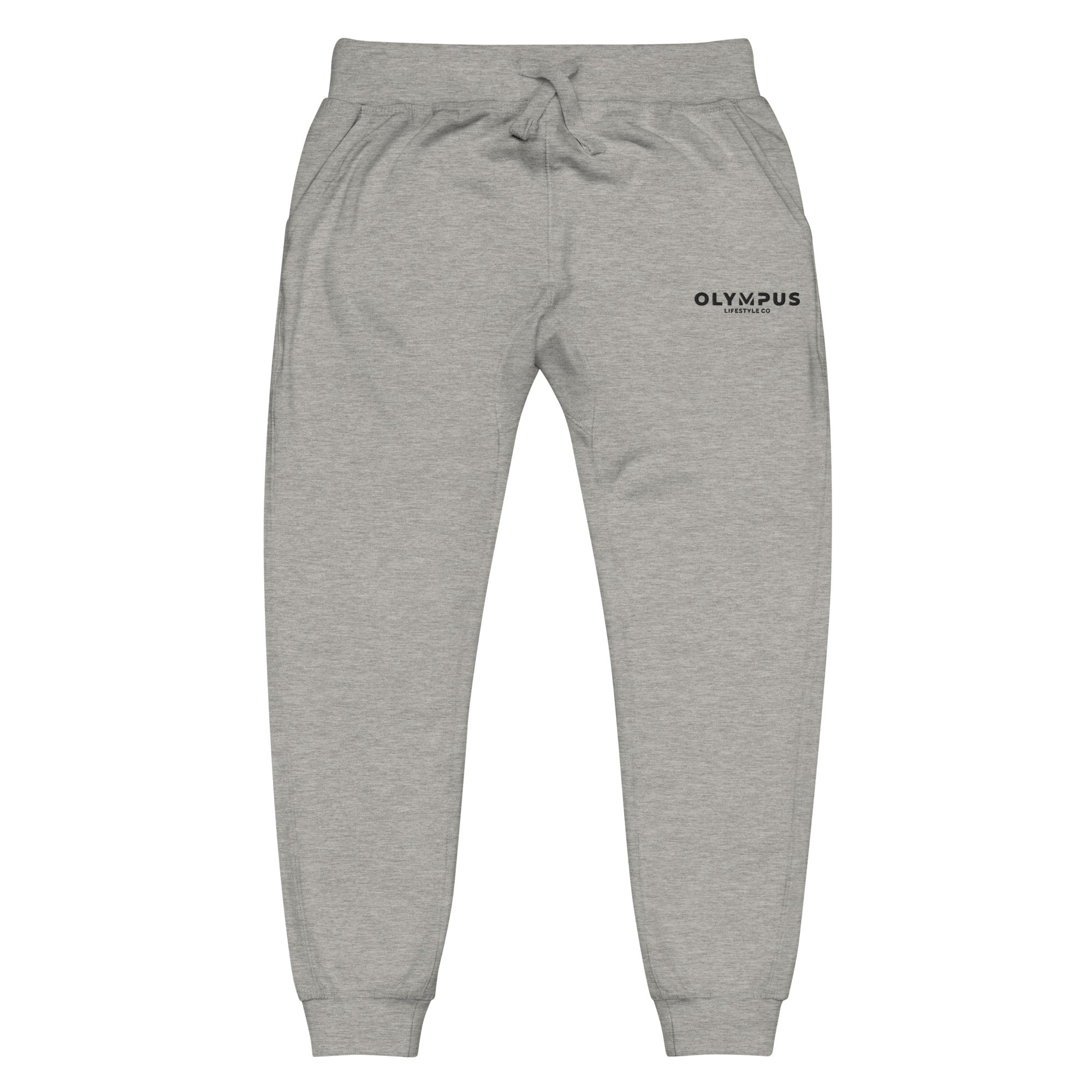 Olympus Women's Grey Fleece Sweatpants Black Text Logo