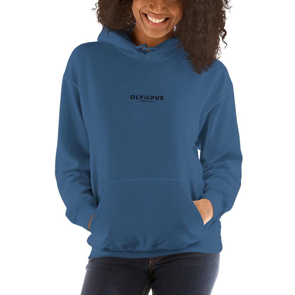 Olympus Women's Embroidered Hoodie Black Text Logo