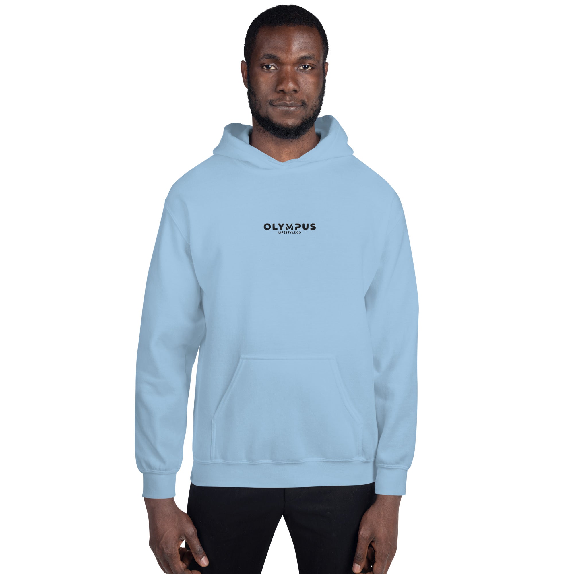 Olympus Men's Embroidered Hoodie Black Text Logo