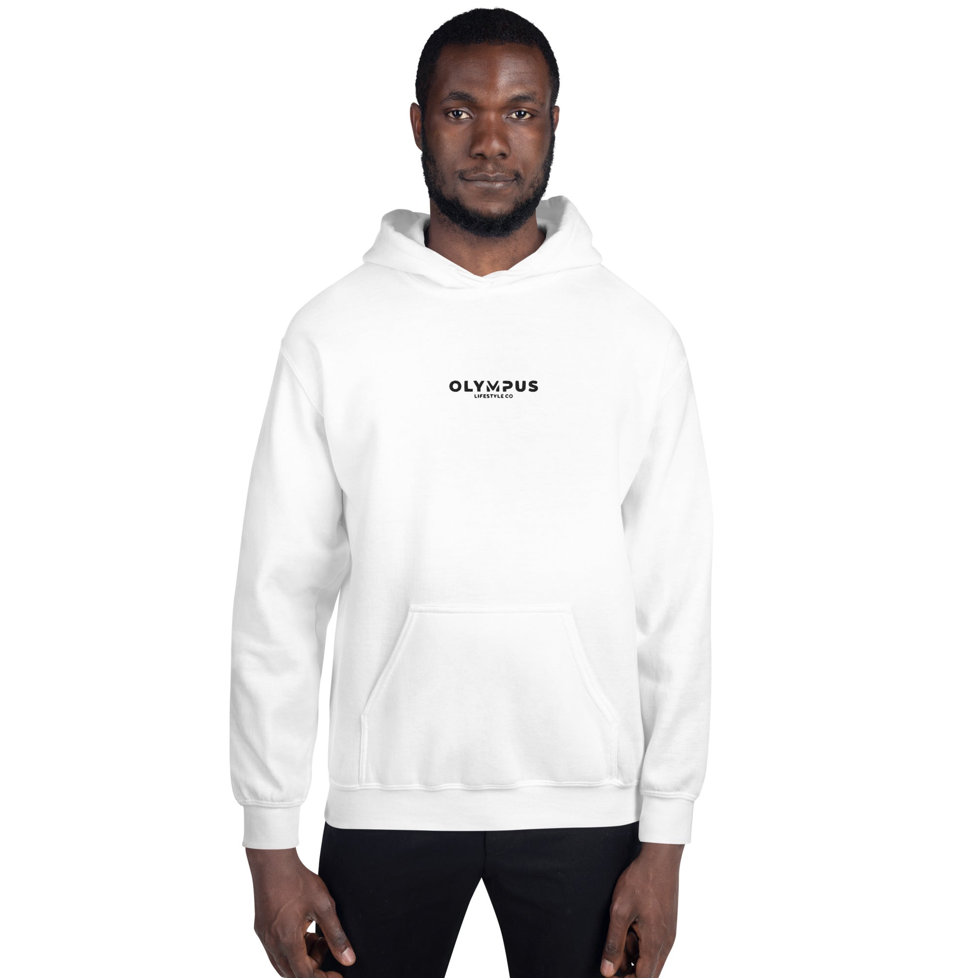 Olympus Men's Embroidered Hoodie Black Text Logo