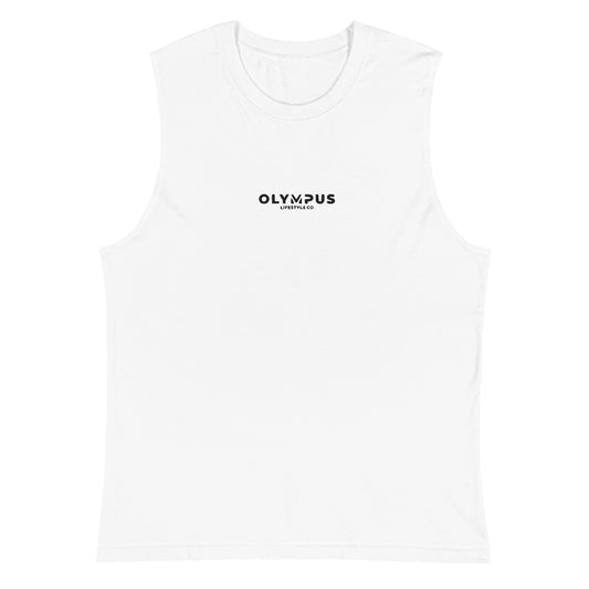 Olympus Women's Embroidered Muscle Shirt Black Text Logo